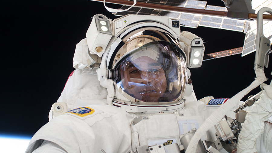 NASA astronaut Chris Cassidy is pictured during a spacewalk in July of 2013 