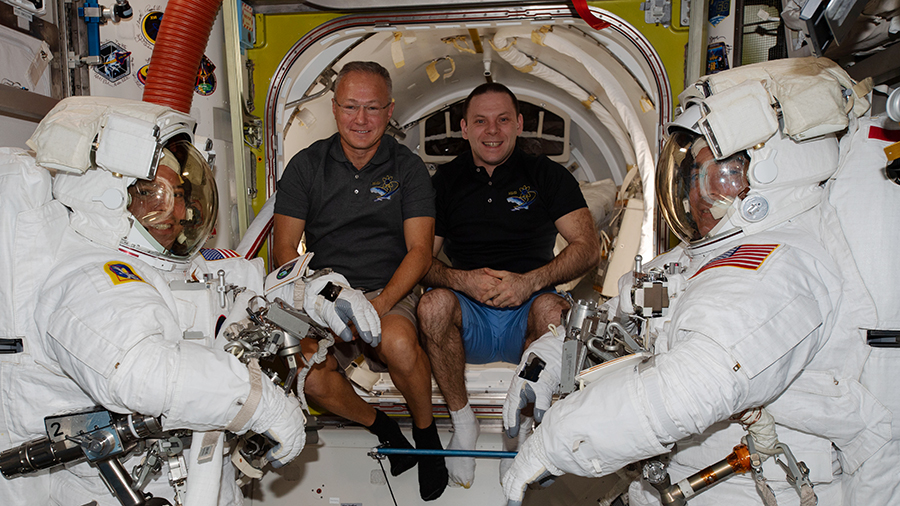 Expedition 63 crewmates assists spacewalkers