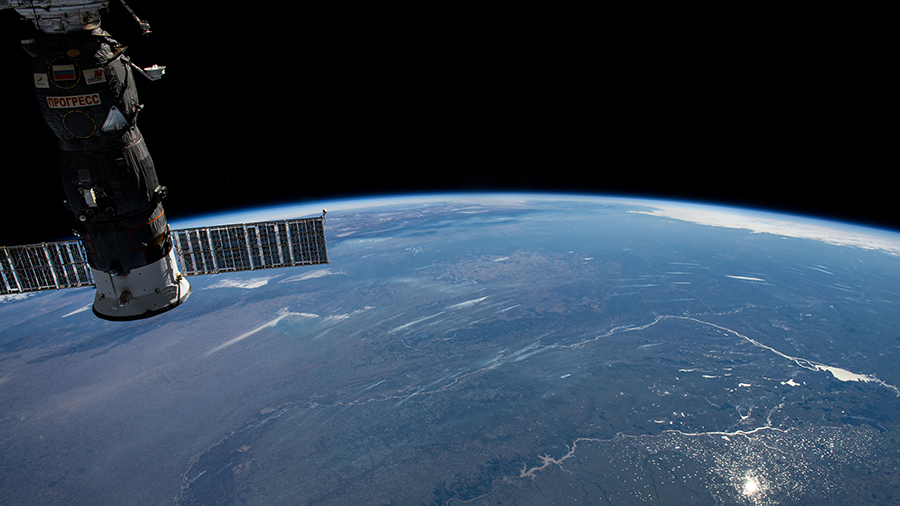 The Earth's horizon looking back towards Uruguay