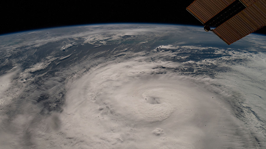 Hurricane Zeta was pictured from the International Space Station as the category two storm churned in the Gulf of Mexico nearing Louisiana.