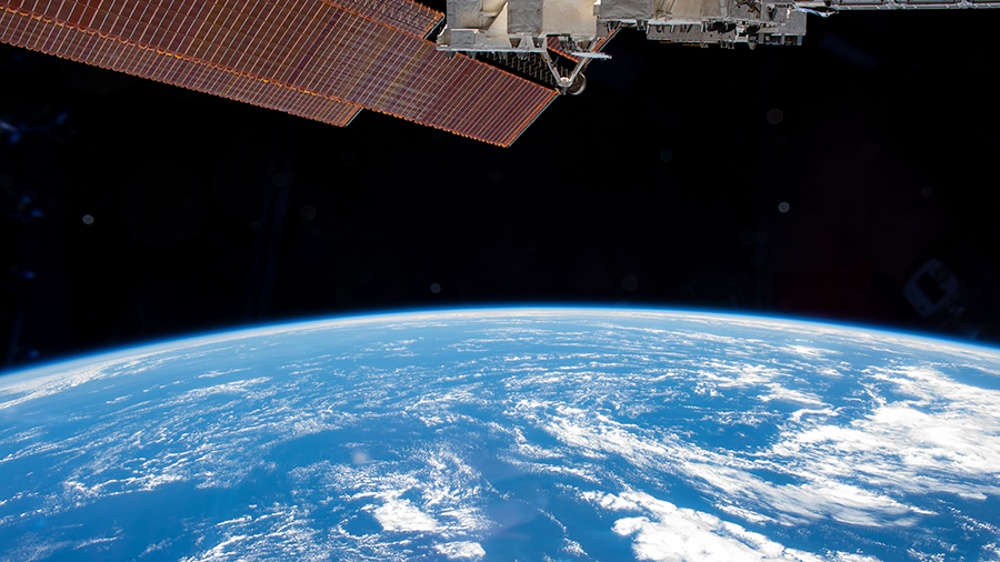 A bright blue, South Atlantic Ocean is pictured as the International Space Station soared nearly 270 miles above, just off the coast of Argentina.