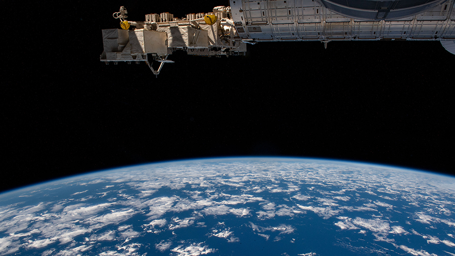 Earth's limb, or horizon, is pictured from the space station as it orbited above the Pacific Ocean off the coast of Chile.