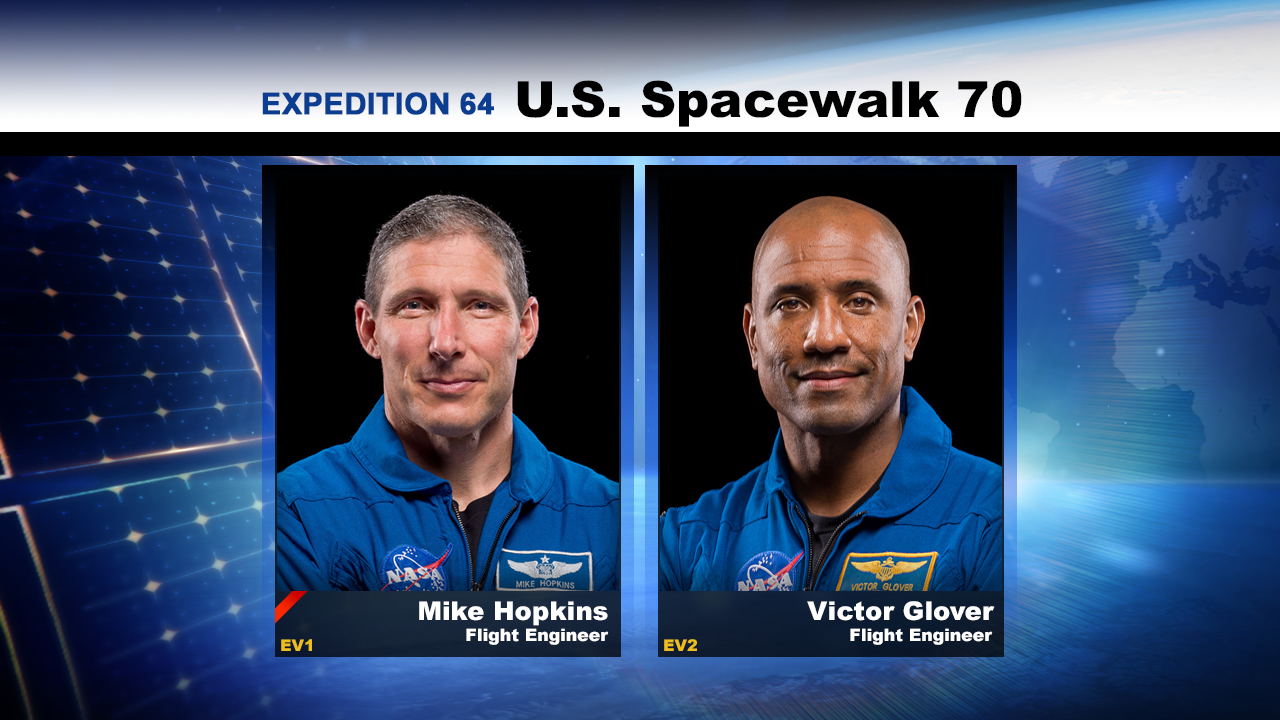 NASA astronauts Michael Hopkins and Victor Glover will conduct their second spacewalk together Monday about 7 a.m. EST. NASA TV begins its live coverage at 5:30 a.m.