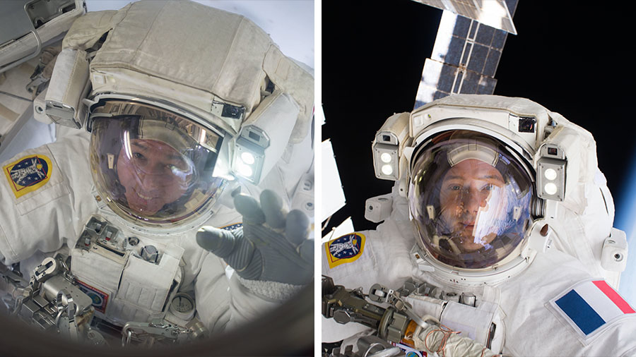 NASA astronauts Shane Kimbrough (left) and ESA astronaut Thomas Pesquet (right) are today’s spacewalkers.