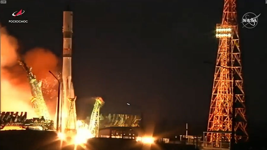 Russia's ISS Progress 78 resupply ship blasts off from the Baikonur Cosmodrome in Kazakhstan to the space station. Credit: NASA TV