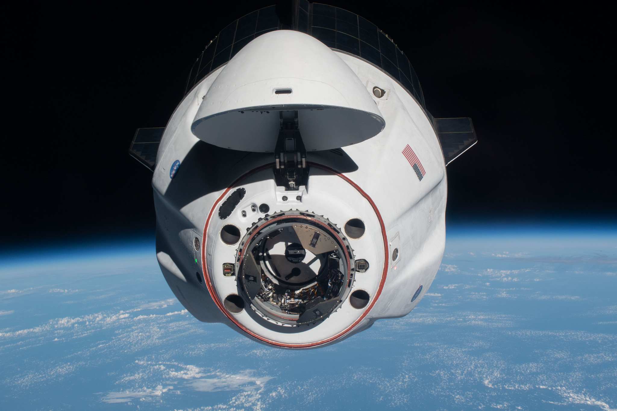 The SpaceX Crew Dragon Endeavour approaches the International Space Station