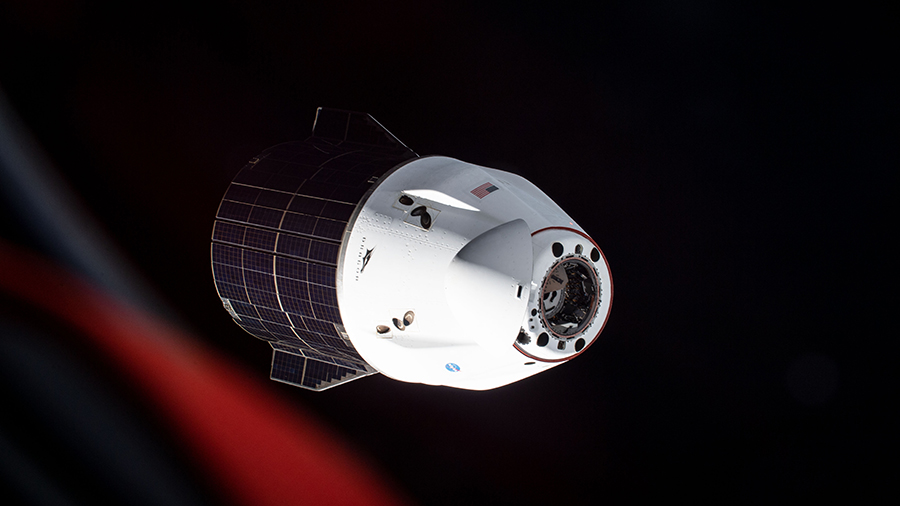 The SpaceX Cargo Dragon resupply ship is photographed departing the space station on July 8, 2021.