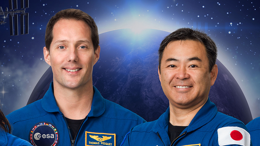 European astronaut Thomas Pesquet takes command of the space station from Japanese astronaut Akihiko Hoshide today.