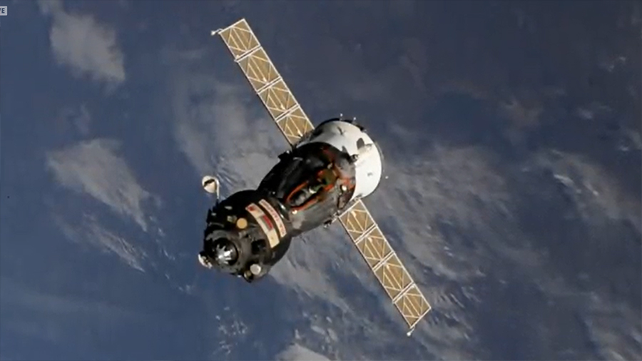 Soyuz Crew Ship with Russian Trio Undocks from Station – Space Station