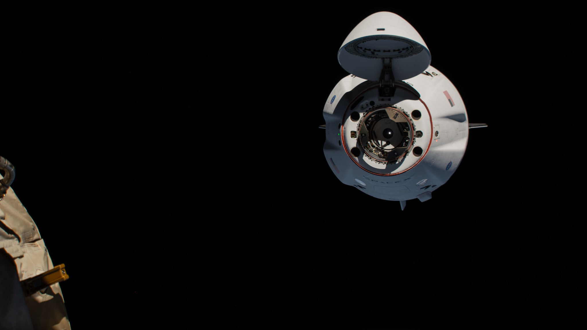 The SpaceX Crew Dragon Endeavour is pictured during its approach to the International Space Station on April 24, 2021.