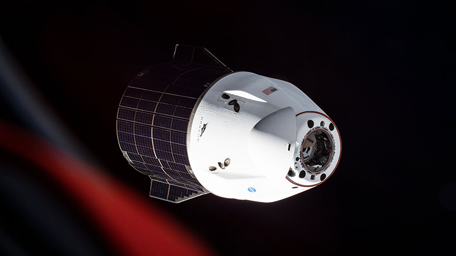 The SpaceX Cargo Dragon resupply ship is photographed departing the station on July 8, 2021.