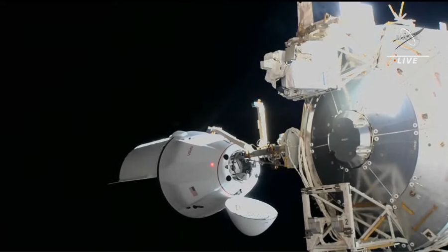 SpaceX’s 27th commercial resupply mission docked to the Harmony module's space-facing port at 7:31 a.m. EDT today as the station was flying 261 miles over northeastern China.