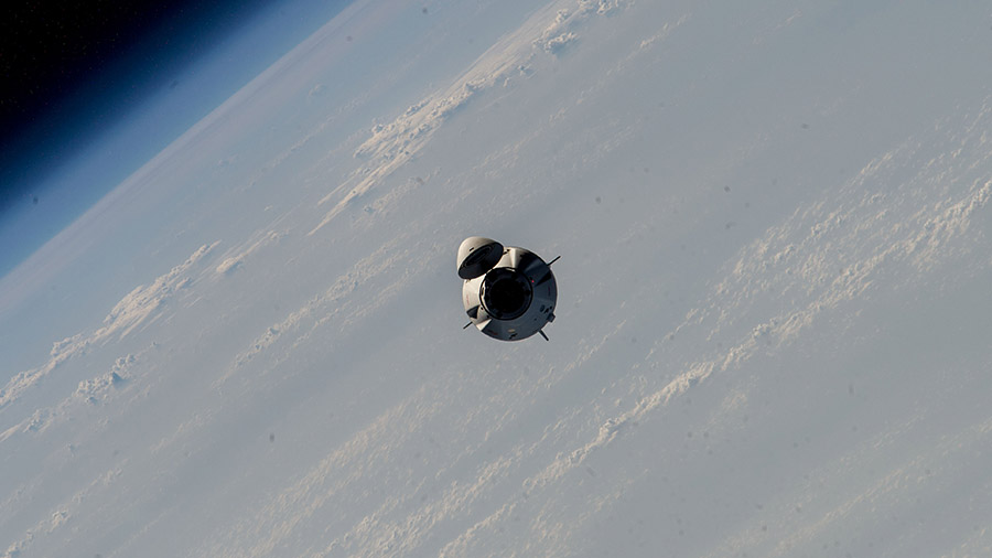 The SpaceX Crew Dragon Endeavour with four Crew-6 members aboard approaches the International Space Station on March 3, 2023.