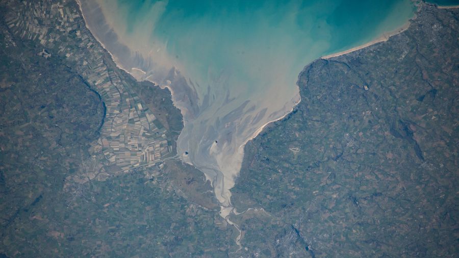 The northwestern coastal regions of Brittany and Normandy in France meet on the English Channel in this photograph from the International Space Station as it orbited 264 miles above on Feb. 12, 2023.