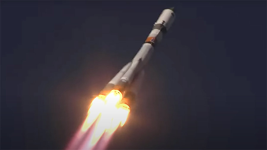 The Roscosmos Progress 86 cargo craft ascends to Earth orbit after launching from the Baikonur Cosmodrome in Kazakhstan. Credit: NASA TV