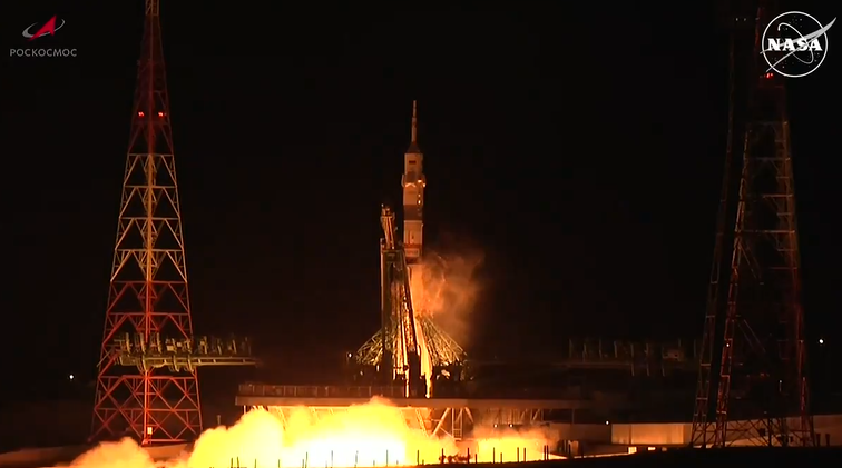 The Soyuz MS-26 spacecraft lifts off from the Baikonur Cosmodrome in Kazakhstan at 12:23 p.m. EDT Wednesday, Sept. 11. Credit: NASA