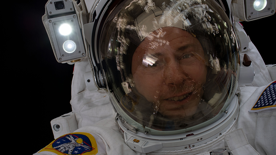 NASA astronaut Nick Hague takes an out-of-this-world "space-selfie" during a spacewalk on Aug. 21, 2019.