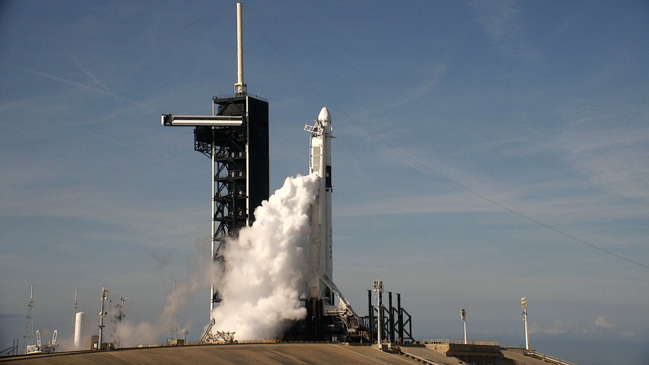 NASA's SpaceX Falcon 9 rocket on the pad at Kennedy Space Center