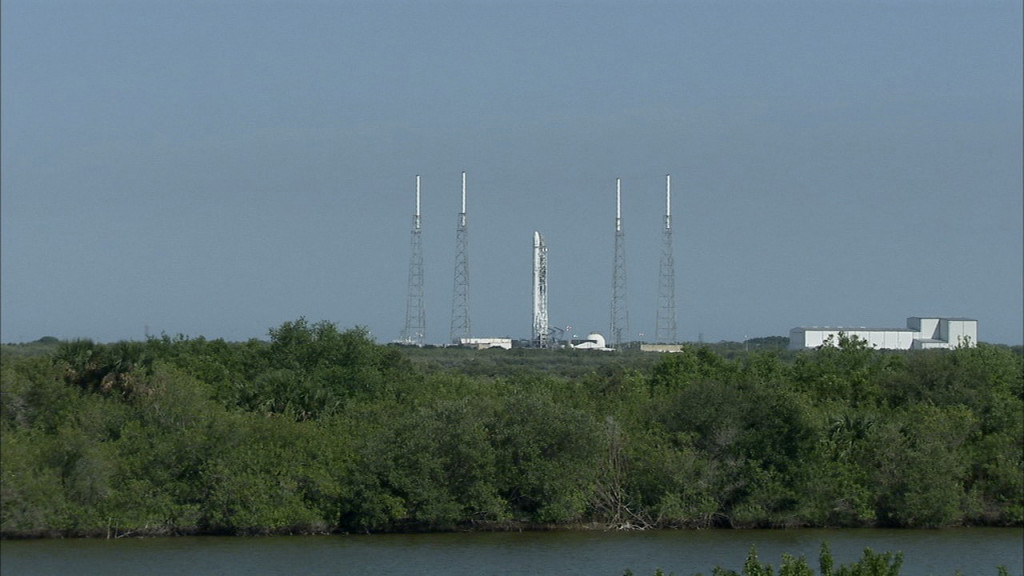 SpaceX Falcon 9 rocket on pad