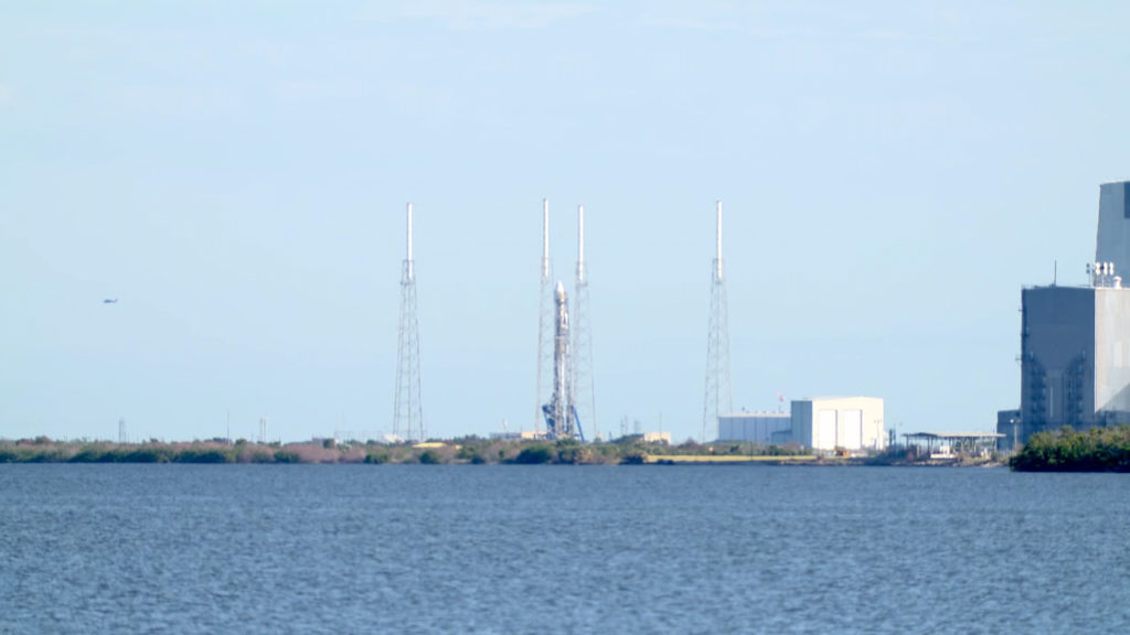 SpaceX Falcon 9 and Dragon spacecraft on pad 40 at CCAFS.