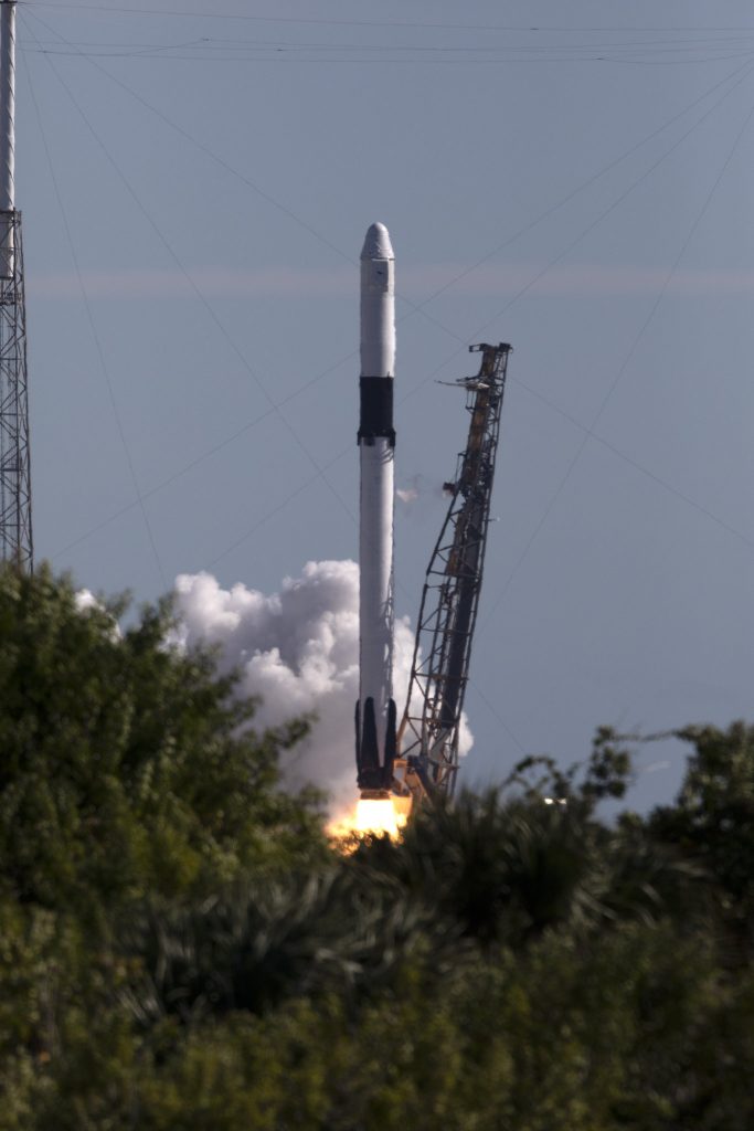 The two-stage Falcon 9 launch vehicle lifts off Space Launch Complex 40 at Cape Canaveral Air Force Station during SpaceX’s 16th commercial resupply services mission to the International Space Station on Dec. 5, 2018. SpaceX is targeting Wednesday, May 1, at 3:59 EDT for its CRS-17 mission launch. Photo credit: NASA/Kim Shiflett