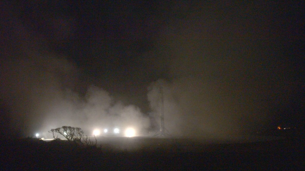 The SpaceX Falcon 9 first stage lands at the company's Landing Zone One on Cape Canaveral Air Force Station in Florida.