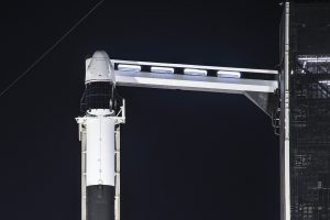 SpaceX's Cargo Dragon spacecraft and Falcon 9 rocket stand ready for liftoff for CRS-21.