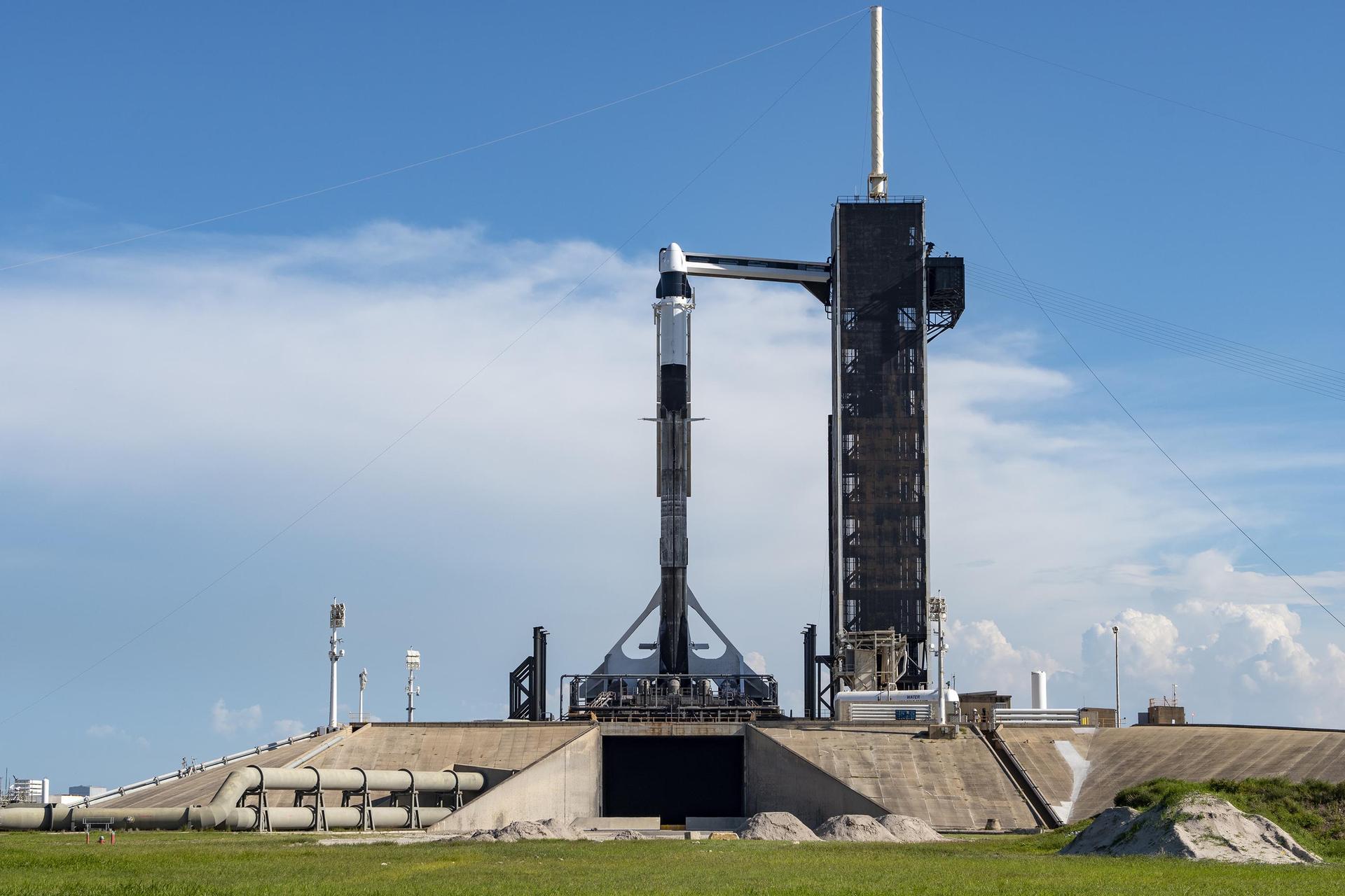 SpaceX's Falcon 9 rocket and cargo Dragon spacecraft at Kennedy Space Center's Launch Complex 39A ahead of the company's 25th resupply services launch to the International Space Station.