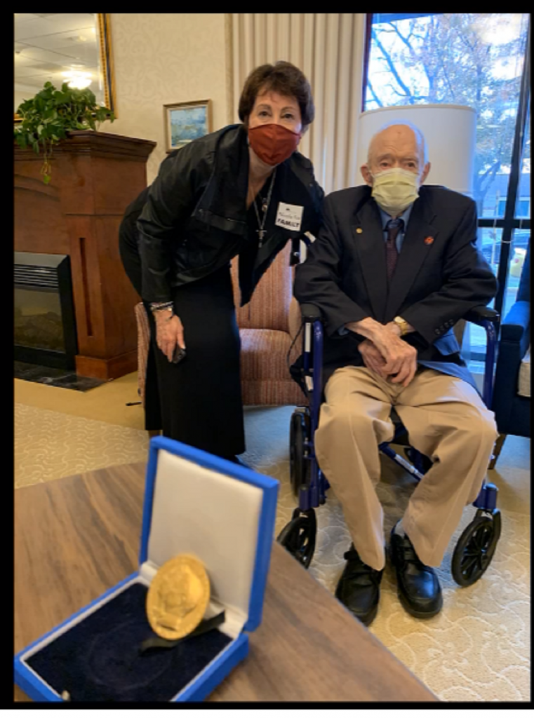 Photo of Nicky Fox with Gene Parker and the Crafoord Medal