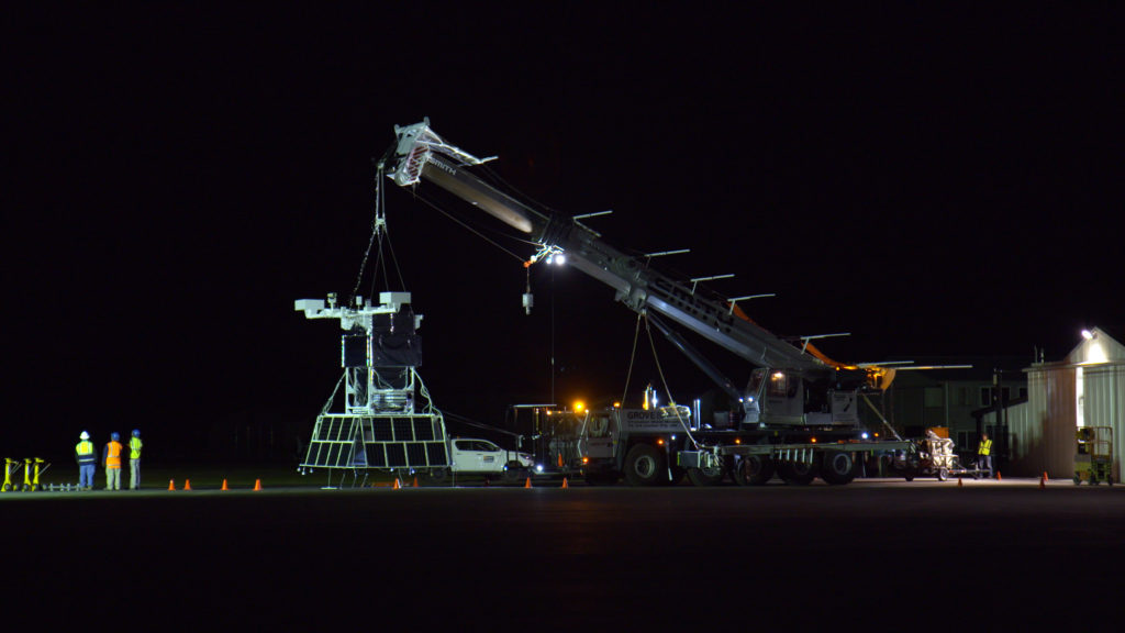 The Extreme Universe Space Observatory-Super Pressure Balloon payload is picked up and prepared for flight during a launch attempt April 10 from Wanaka Airport, New Zealand. NASA conducted three super pressure balloon launch attempts April 8 - 10 (New Zealand time), but had to stand down each day for various reasons related to weather, forecast trajectories, and maintenance. (NASA/Bill Rodman)