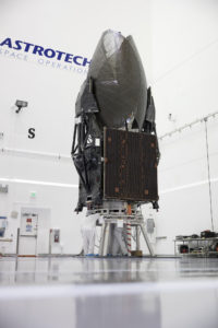 Inside the Astrotech facility in Titusville, Florida, NASA's Tracking and Data Relay Satellite, TDRS-M, is undergoing final checkouts prior to encapsulation in its payload fairing. Photo credit: NASA/Glenn Benson