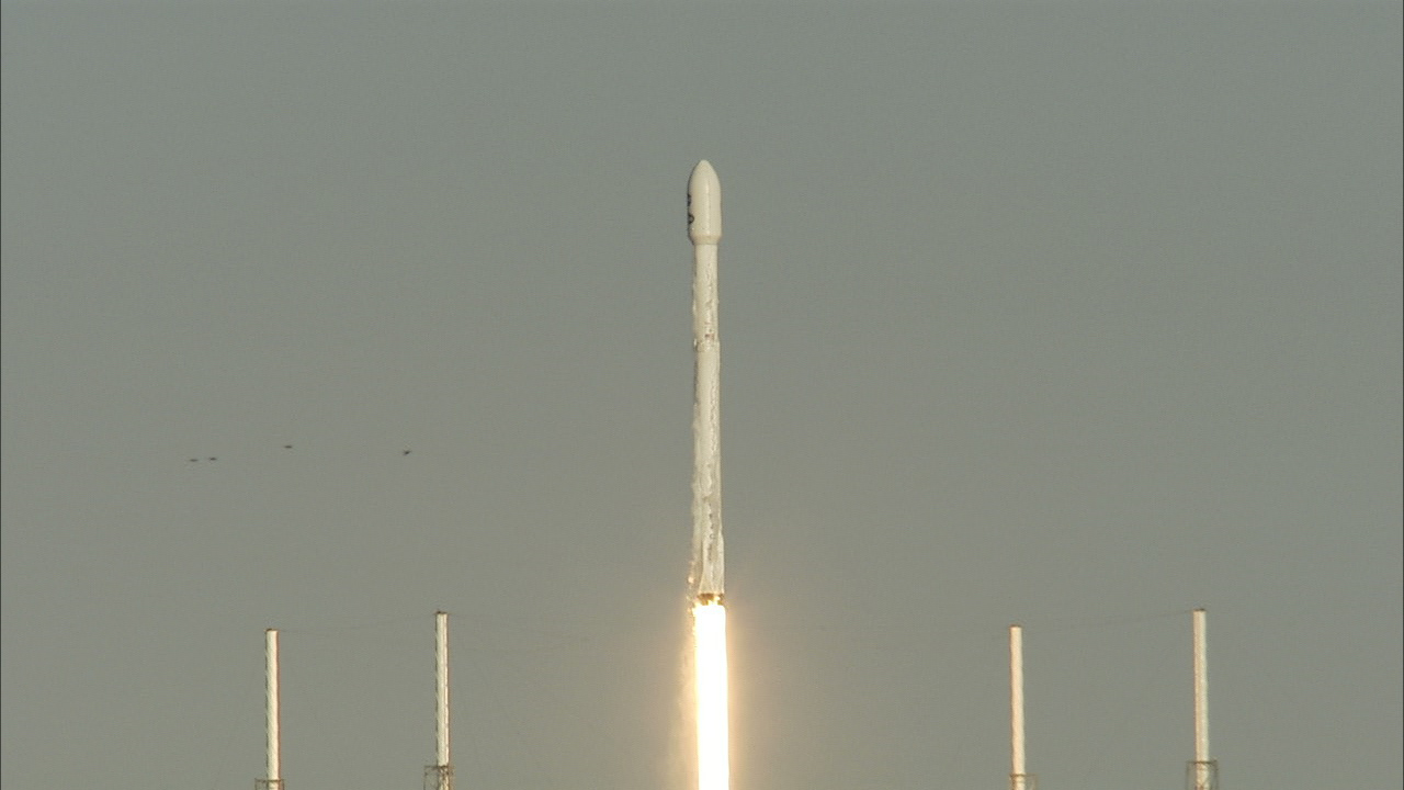 Liftoff of the SpaceX Falcon 9 rocket carrying NASA's TESS spacecraft.