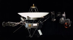 A model of NASA’s Voyager spacecraft. 