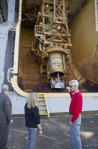 Dr. Stofan with NASA Engineer Vince Pachel at the flame deflector buckets of the A-2 Test Stand 