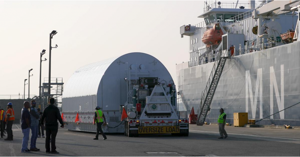 Webb is loaded onto the MN Colibri