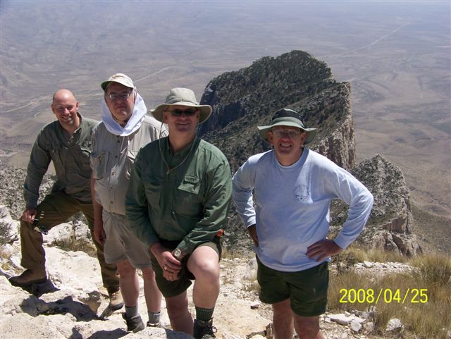 Wayne and friends atop the highest point in Texas, Guadelupe Peak 2, 667 meters