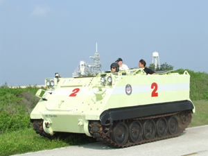 Chris and Blair taking a ride on the M113