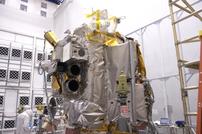 Lunar Reconnaisance Orbiter (LRO) in the clean room at NASA Goddard Space Flight Center.