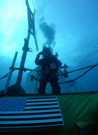 Aquanaut and flag