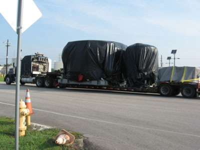 HDU and Airlock departing JSC by truck