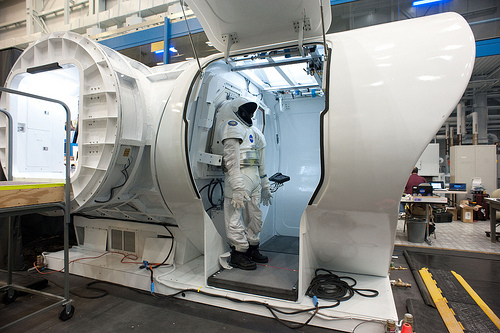 Suitports on the outside of the Multi-Mission Space Exploration Vehicle (MMSEV). Photo credit: NASA