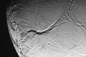 Enceladus, from Oct. 9, 2008, flyby