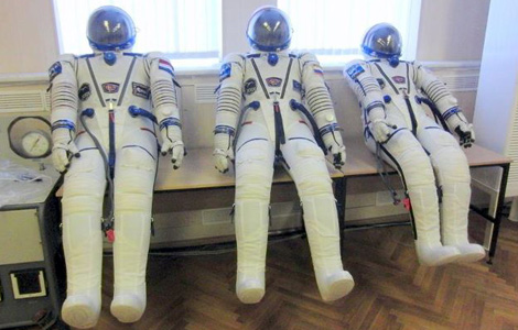 Our spacesuits being dried out and leak-checked.