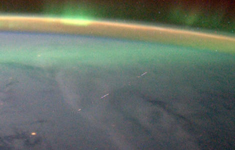 Sometimes our cameras catch cosmic rays in action. Here's one streaking diagonally across the frame.