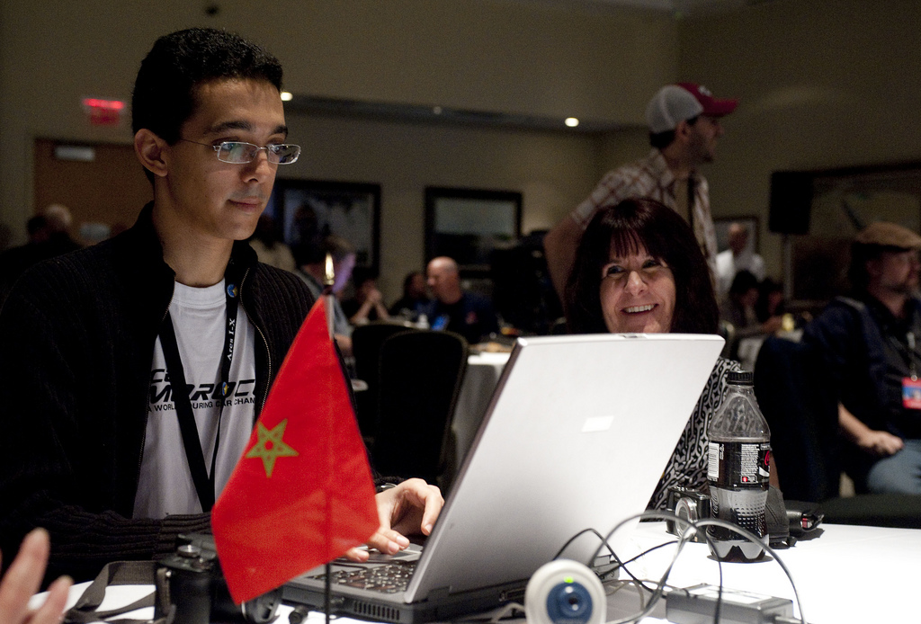 Twitter user Karim Jazouani from Casablanca, Morocco, uses his laptop