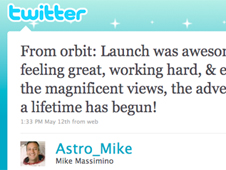 Astro_Mike's First Tweet from Space