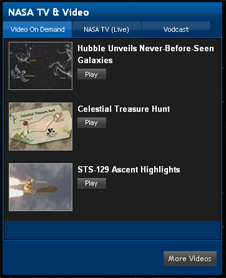 Screenshot of the old NASA TV and Video Box