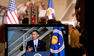 President Obama in the Preview Television at the Event