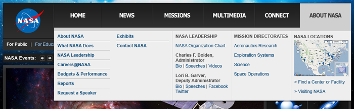 About NASA Menu
