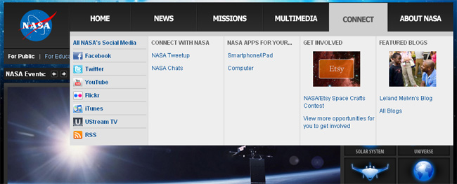 Screenshot of the new navigation